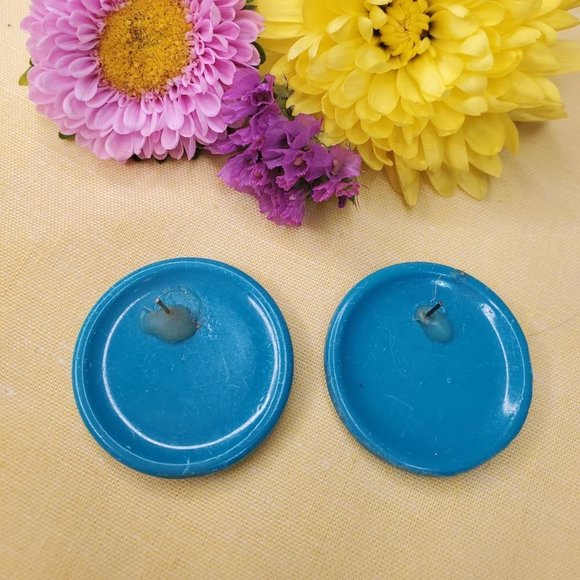 Circle Blue Earrings - Picture 2 of 2